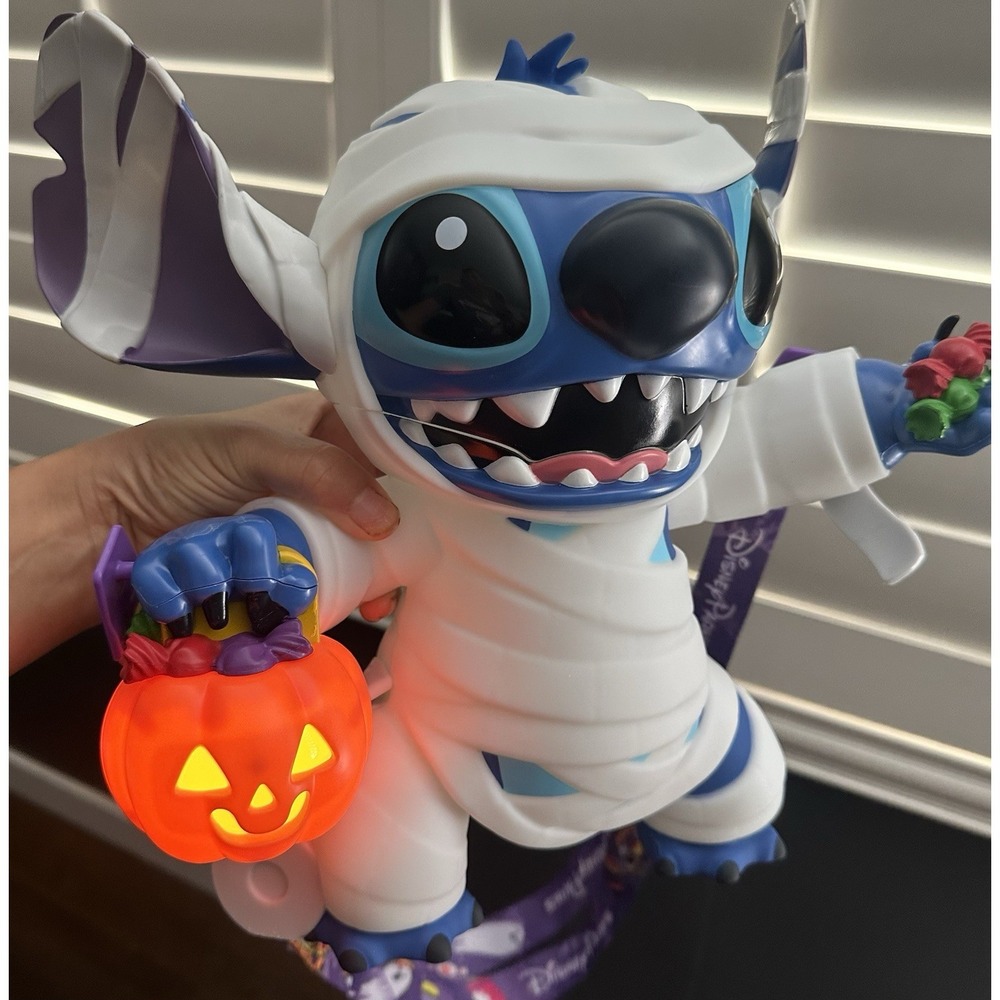 2025 Lilo & Stitch Mummy Popcorn Bucket Disneyland Lights Halloween *Ships ASAP